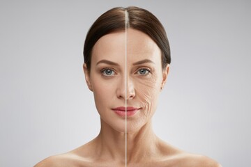 Anti aging skincare before and after results on face