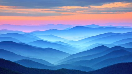 Fototapeta premium Misty mountain range at dawn