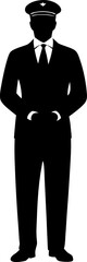 Full Silhouette of Attentive Doorman in Uniform