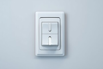 Fototapeta premium Clean White Double Light Switch on Wall, CloseUp, Electrical Fixture, Household item