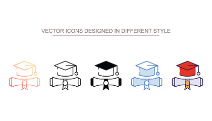 Graduation Diploma icon design with white background stock illustration