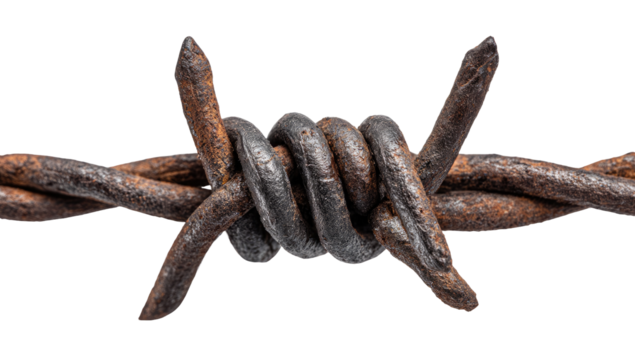 Close-up of rusty barbed wire