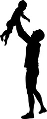 Fototapeta premium Parent Tossing Child in Air Silhouette Showing Joyful Motion and Parental Love on White Background