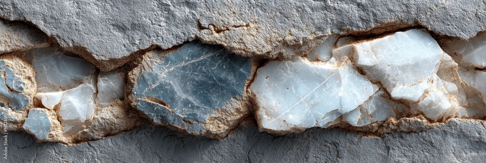 Poster close-up view of textured rock formation displaying unique mineral compositions in natural environme