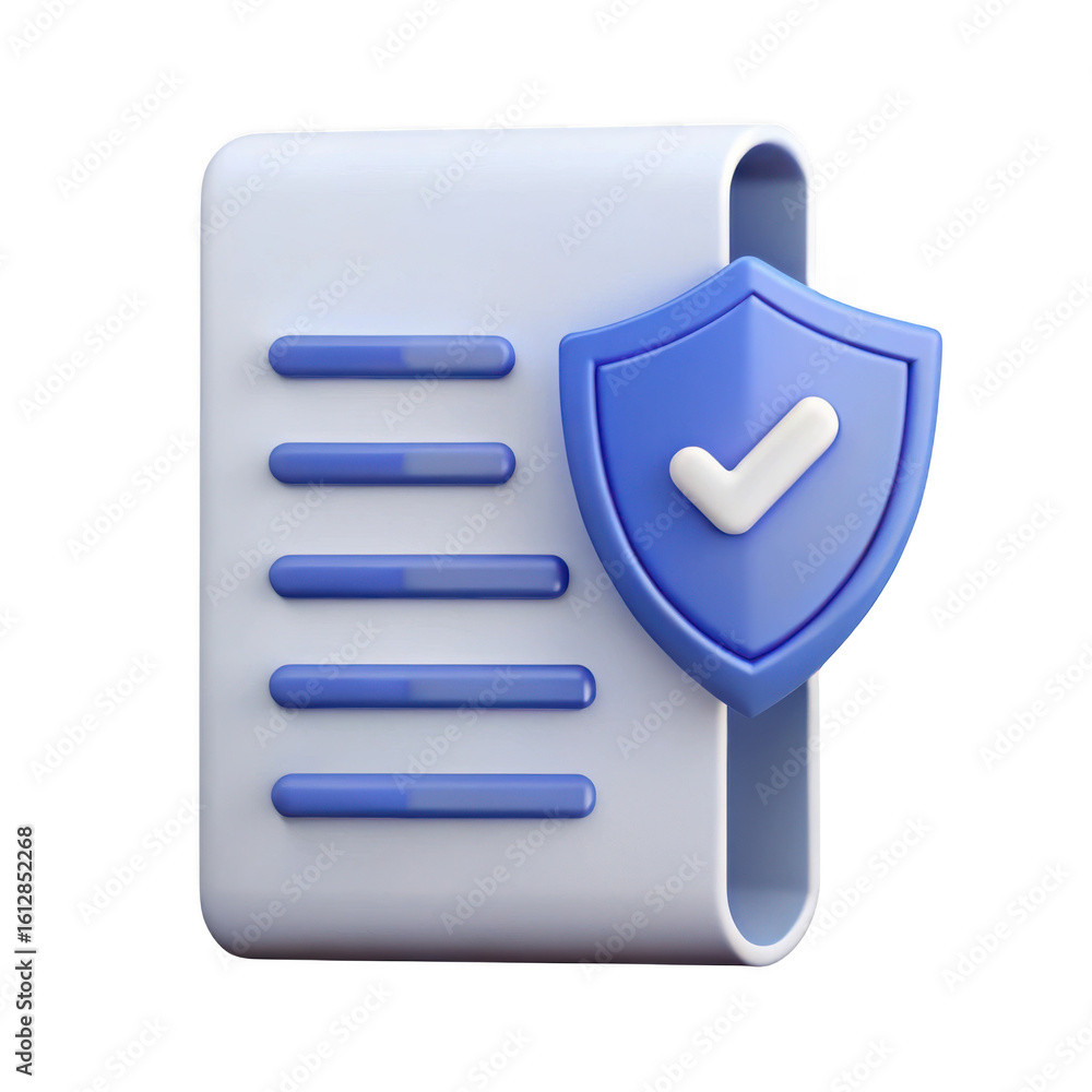 Poster 3d rendered secure document icon isolated on transparent background
