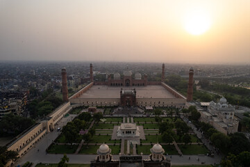 Majestic Badshahi Mosque, Lahore. A masterpiece of Mughal architecture in Pakistan.