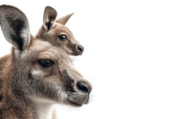 Fototapeta premium Knguruweibchen with young joey close up showcasing the nurturing bond between mother and offspring in a serene setting during daylight