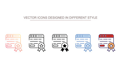 E Certificate icon design with white background stock illustration
