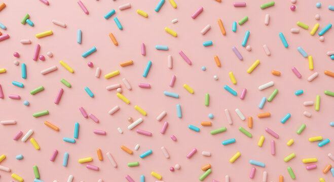 Colorful sprinkles on pink background