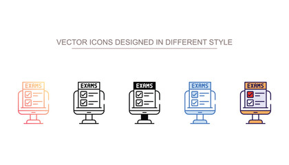 Online Exams icon design with white background stock illustration