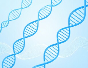 Blue DNA Strands on Light Blue Background with White Lines.