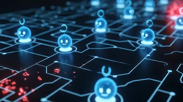 An Abstract, Microscopic Animation of a Digital Immune System Neutralizing a Virus