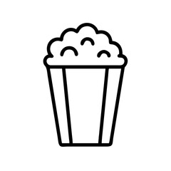 Popcorn bucket outline for movies and snacking, showing freshly popped kernels. Popcorn bucket symbol of relaxation and movie night at home. Conceptual popcorn bucket image for ads.