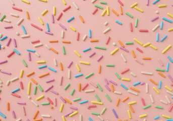 Sprinkles on a pink surface