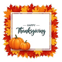 Happy thanksgiving message with autumn leaves decoration