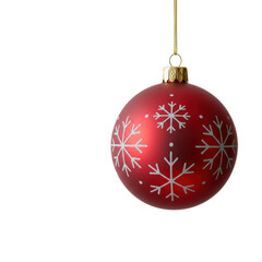 Red christmas ornament with snowflakes isolated on transparent background