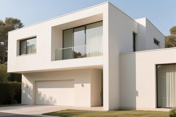 A contemporary home with a clean facade and soft natural lighting