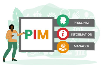 PIM - Personal Information Manager acronym. business concept background. vector illustration concept with keywords and icons. lettering illustration with icons for web banner, flyer