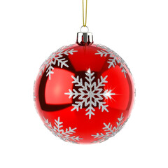 Red snowflake christmas ornament isolated on transparent background