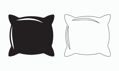 Simple Black and White Pillow Icon Set
