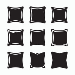 Collection of Simple Black and White Pillow Illustrations
