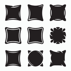 Collection of Simple Black and White Pillow Illustrations
