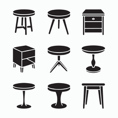 Vector Illustration of Various Modern Wooden Furniture Pieces

