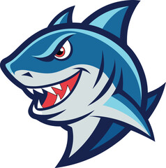 Fototapeta premium Smiling Shark Mascot Head Vector 