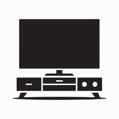 Modern TV Stand with Flat-Screen TV Silhouette
