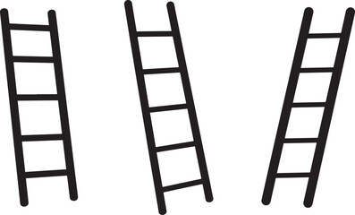 Three simple ladder silhouettes isolated on white background