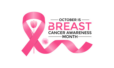 Illustration on the theme of Breast cancer awareness pink ribbon. The pink ribbon symbolizes hope, strength, and unity in the fight against breast cancer. Banner poster, flyer and background design.