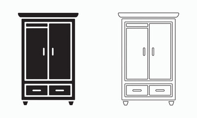 Simple black and white wardrobe icon.
