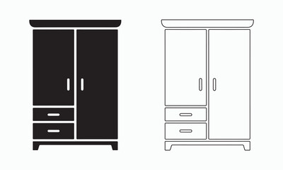 Simple black and white wardrobe icon.

