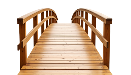 wooden bridge isolated on transparent background.