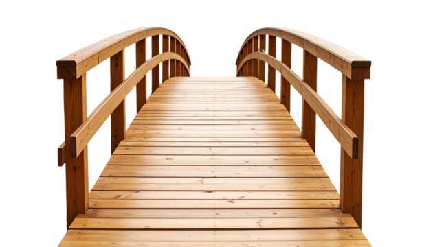 wooden bridge isolated on transparent background.