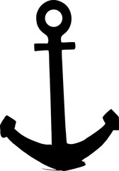 Iconic Maritime Anchor Silhouette in High Contrast Black and White for Nautical Heritage and Symbolic Stability