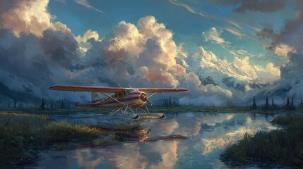 Bush Plane Flying over Alaska's Breathtaking Landscapes