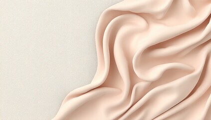 Soft draped fabric curves against a textured neutral background. Delicate folds and shadows create depth. Clean aesthetic