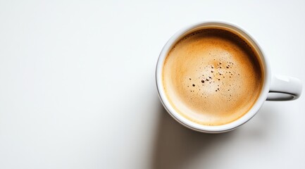 White coffee cup, espresso, top view