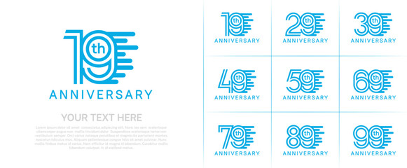 Anniversary logo type set with double line number. blue color can be use special moment