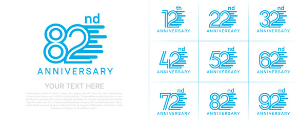 Anniversary logo type set with double line number. blue color can be use special moment