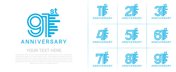 Anniversary logo type set with double line number. blue color can be use special moment