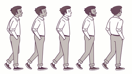 Man walking animation sequence vector illustration for motion design and character animation tutorial