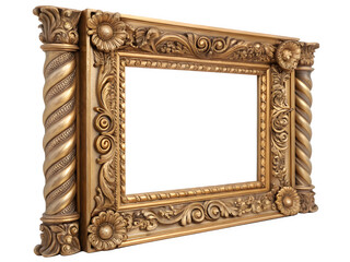 Ornate antique gold picture frame with elaborate carvings