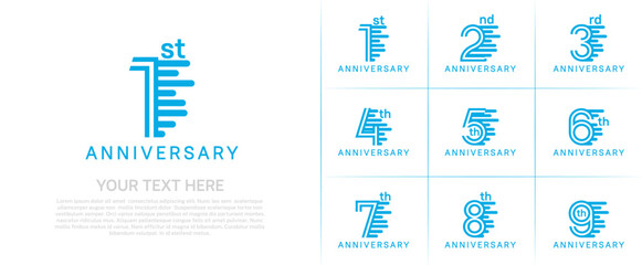 Anniversary logo type set with double line number. blue color can be use special moment