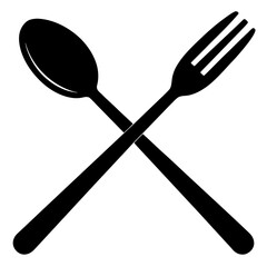 Spoon and Fork Crossed Silhouette