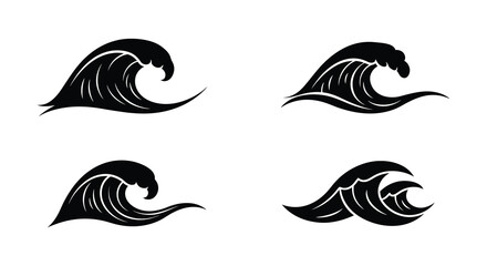 Fototapeta premium Set of Black and White Wave Illustrations for Design