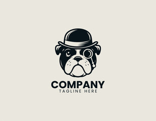 Sophisticated Bulldog Gentleman Pet British Style Vector Logo Design