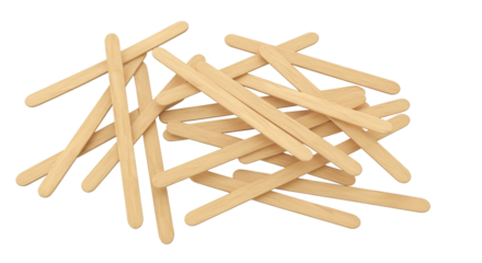 Set of natural wood tongue depressors on black background, medical or craft sticks for healthcare, arts, or DIY projects with simple, biodegradable design