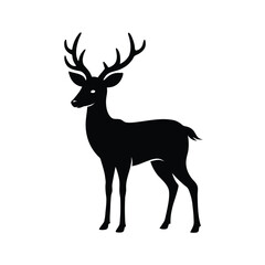 Elegant deer looking backward silhouette on a clean white background